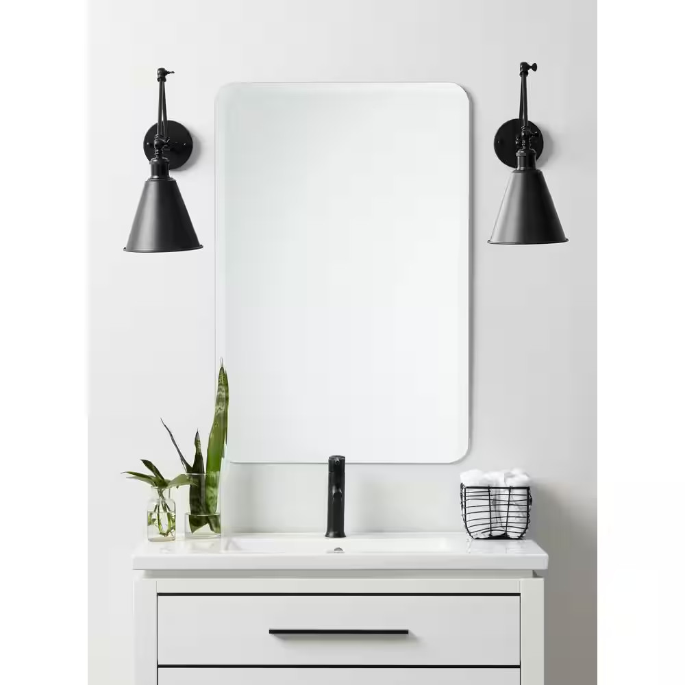 30 In. W X 40 In. H Frameless Rounded Rectangular Beveled Edge Bathroom Vanity M
