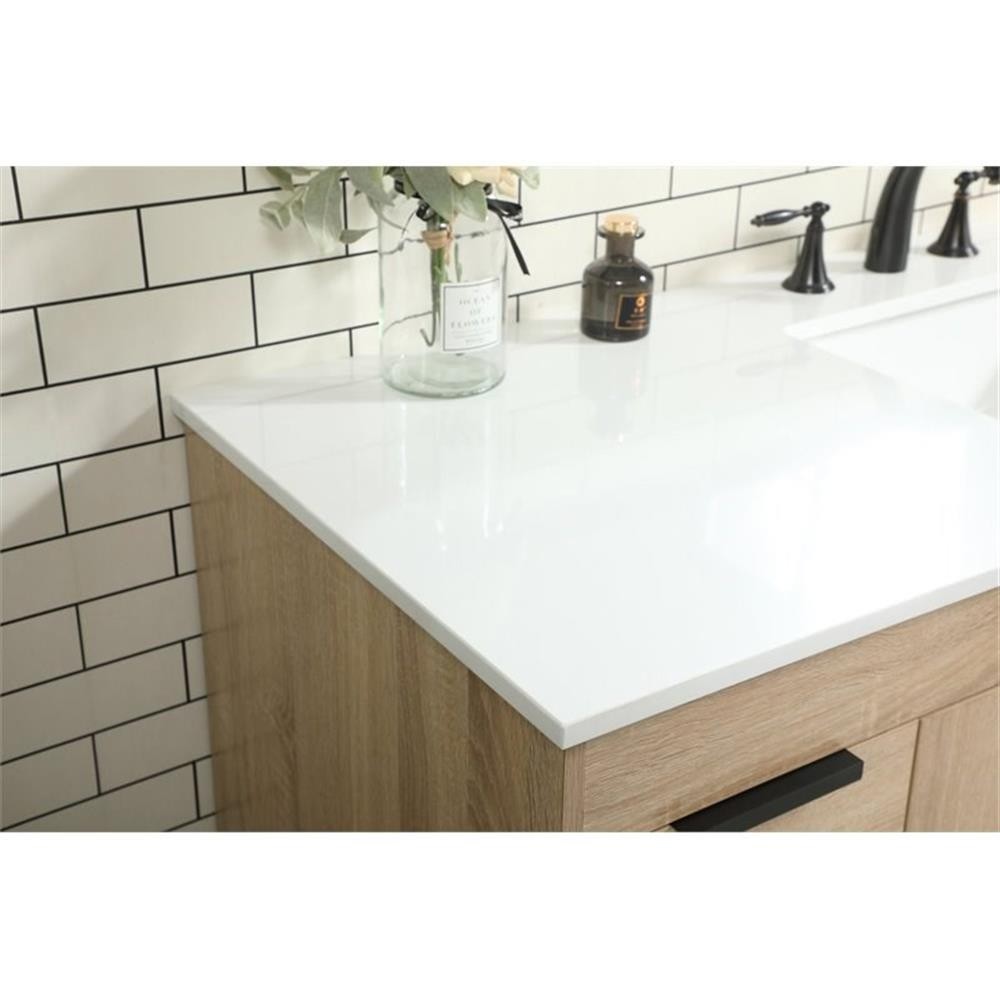 Pemberly Row 60″ Aluminum Alloy Iron Single Bathroom Vanity in Brown