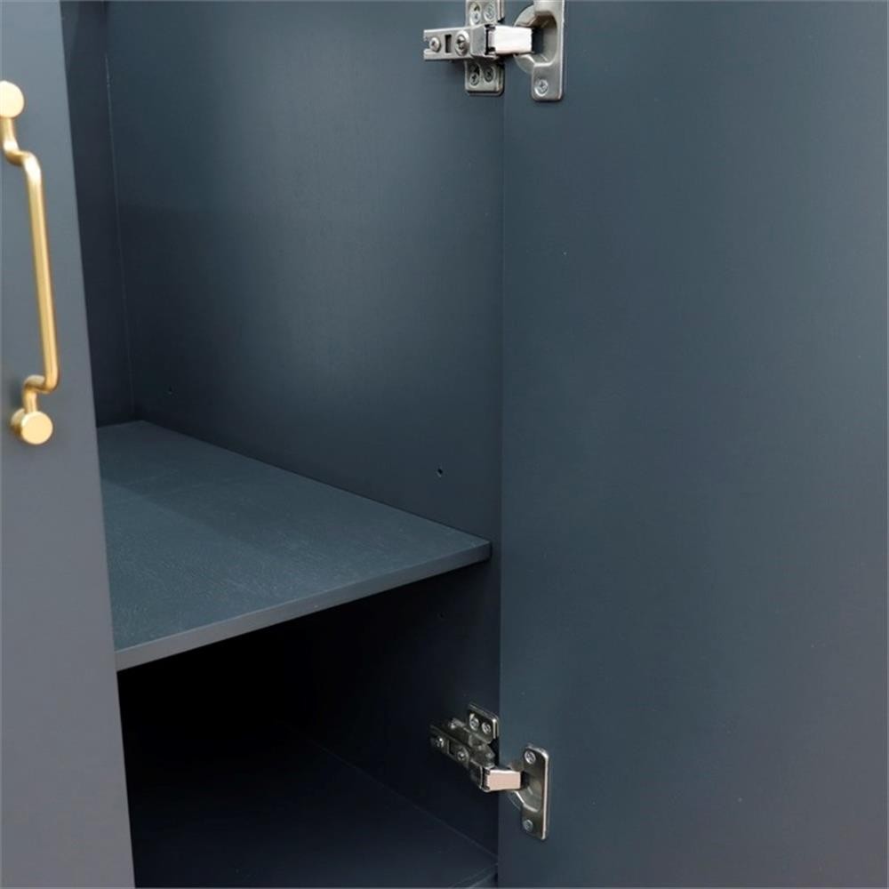 37 in. Single Wooden Vanity Dark Gray White Carrara Round Right Door.Right Sink