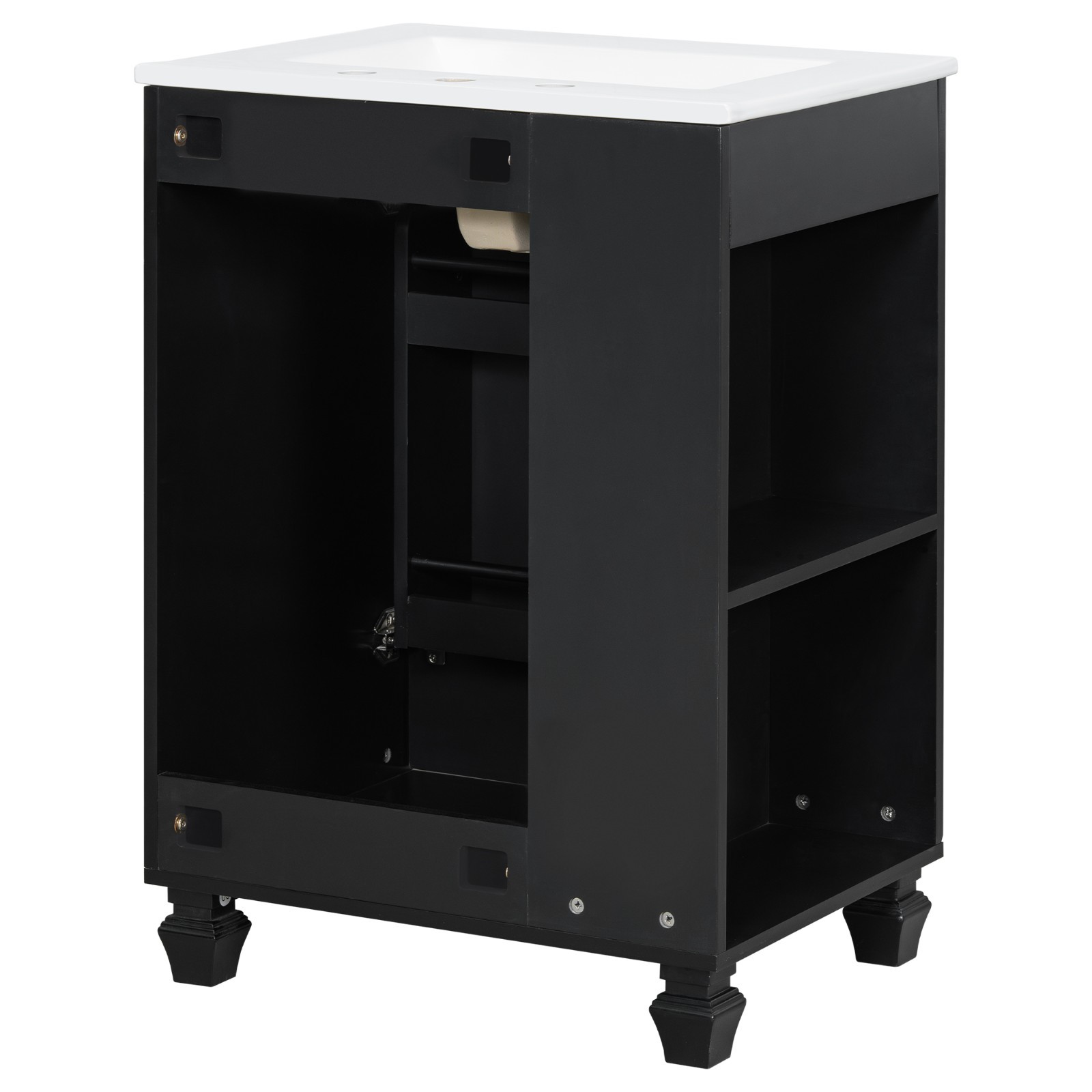 24″ Bathroom Vanity Storage Cabinet w/ Ceramic Sink Door Shelf Solid Wood Frame