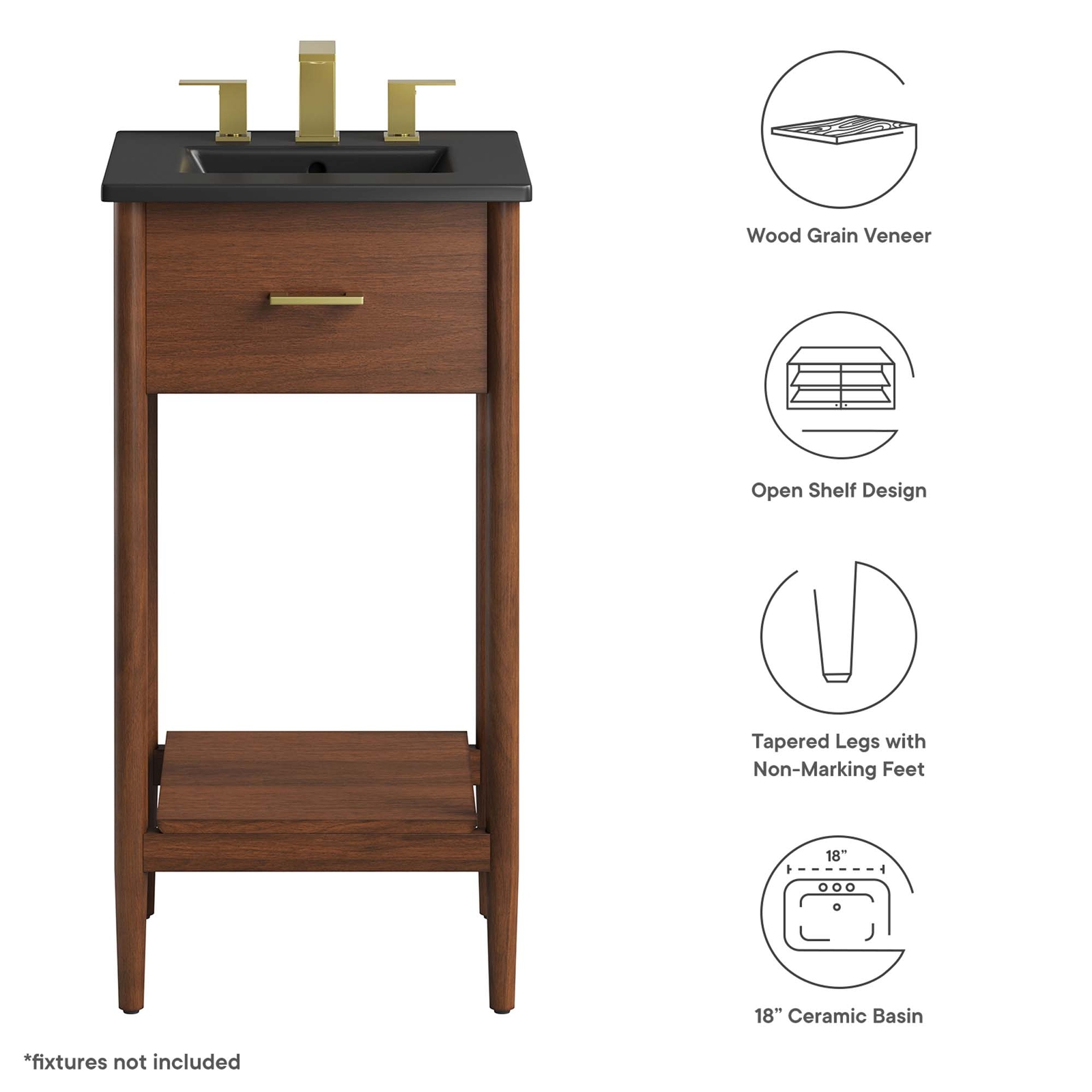 Zaire 18″ Bathroom Vanity in Walnut Black