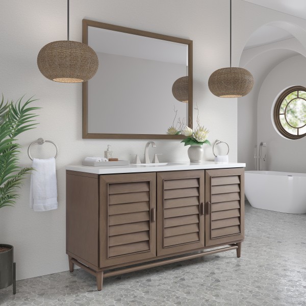 60″ James Martin Portland 620-V60S-WW-3WZ Vanity Cabinet White Zeus Top