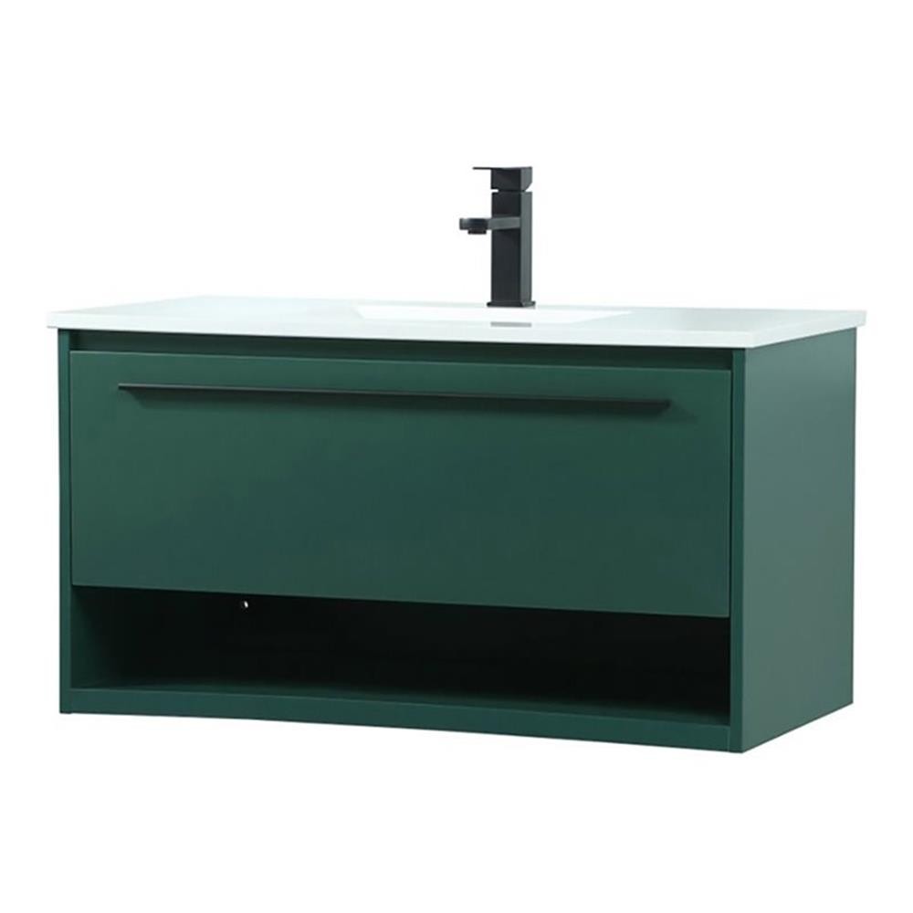 Elegant Decor Roman 36″ Aluminum Alloy MDF Single Bathroom Vanity in Green