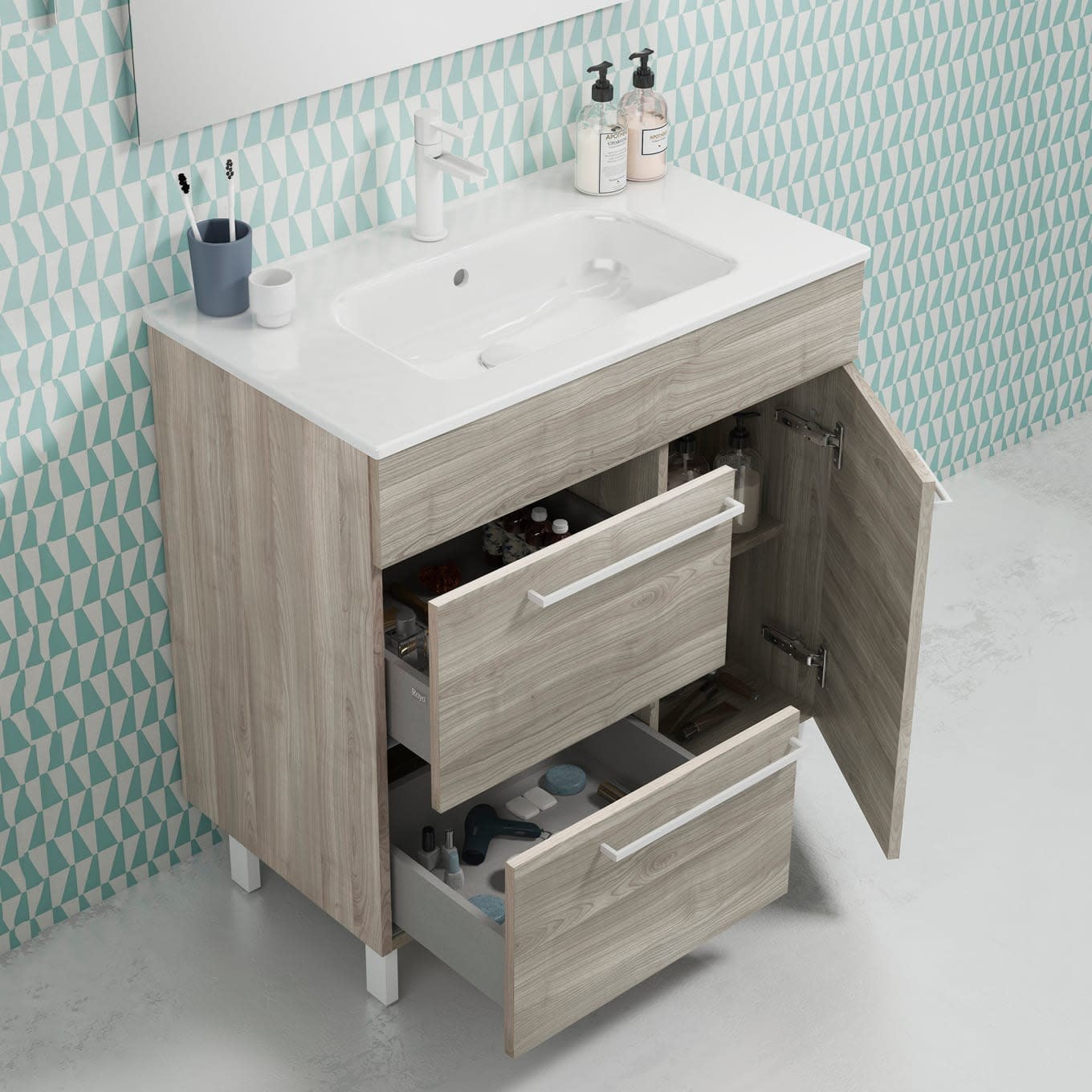 WS Bath Collections Elegance 80 Set Elegance 31-1/2″ – Glossy Anthracite