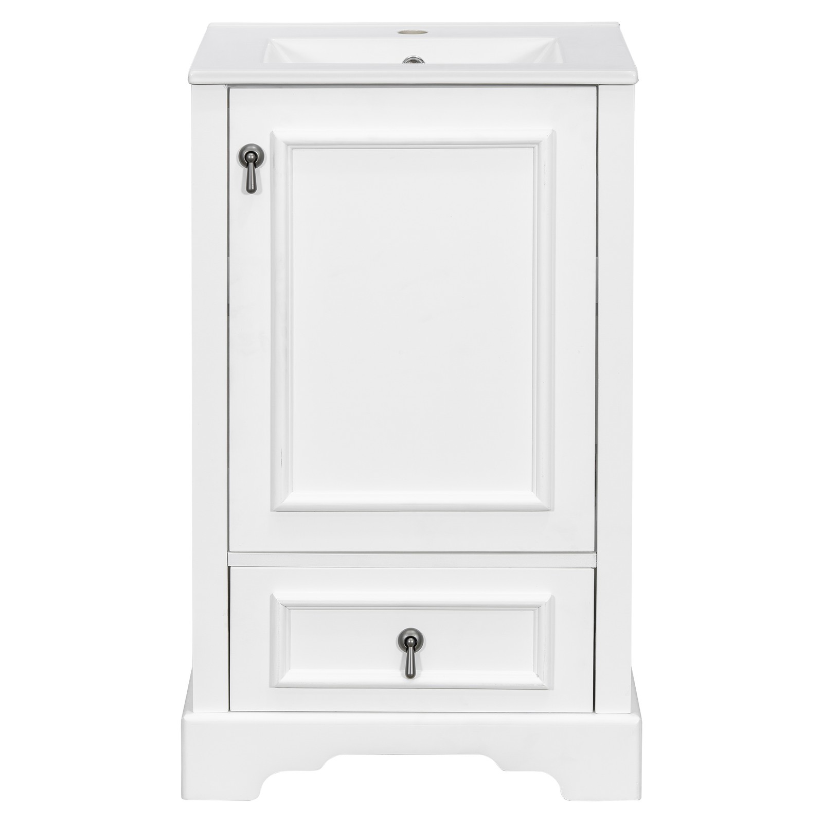 20″ Bathroom Vanity with Ceramic Sink, Soft Close Door, White
