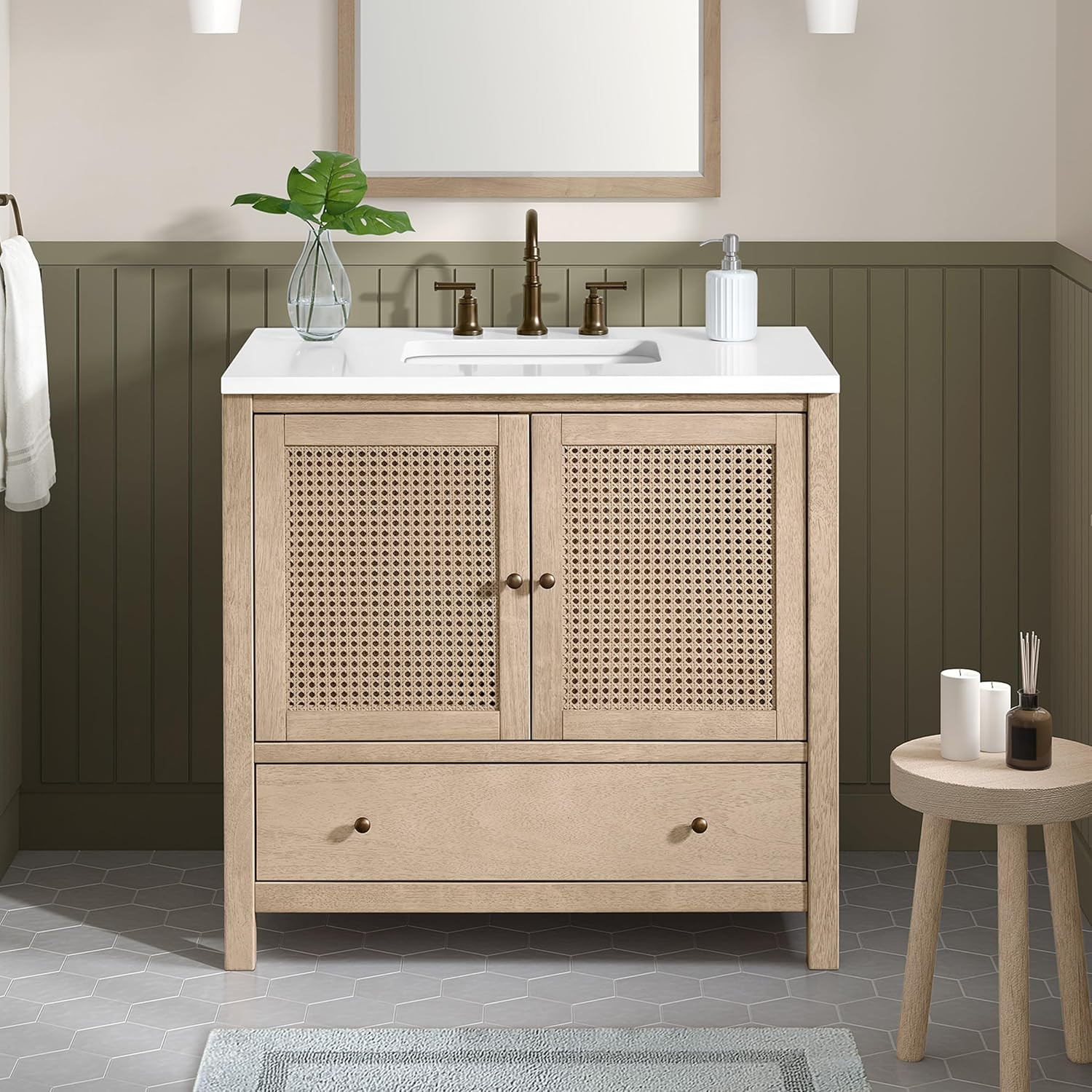 Lucca 36″ Freestanding Wood Bathroom Vanity – Large Drawer & Soft-Close Doors