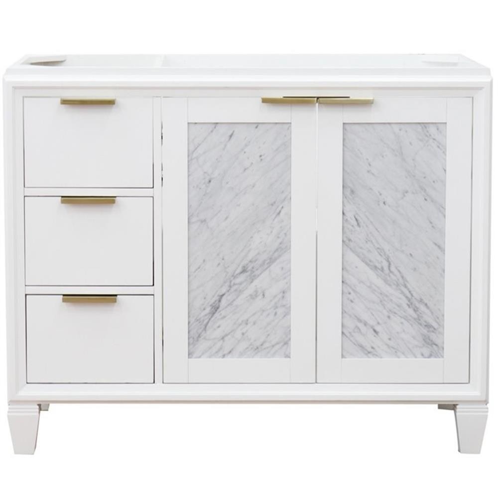 Pemberly Row 42″ Single Sink Solid Wood Vanity with Right Door in White
