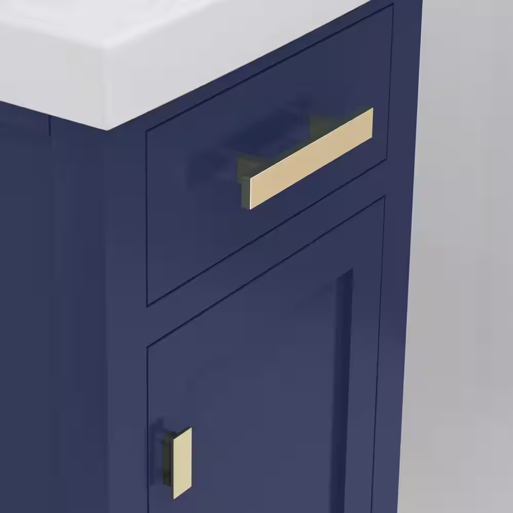 MIA 18 In. W Bath Vanity in Monarch Blue Finish with Ceramics Integrated Vanity