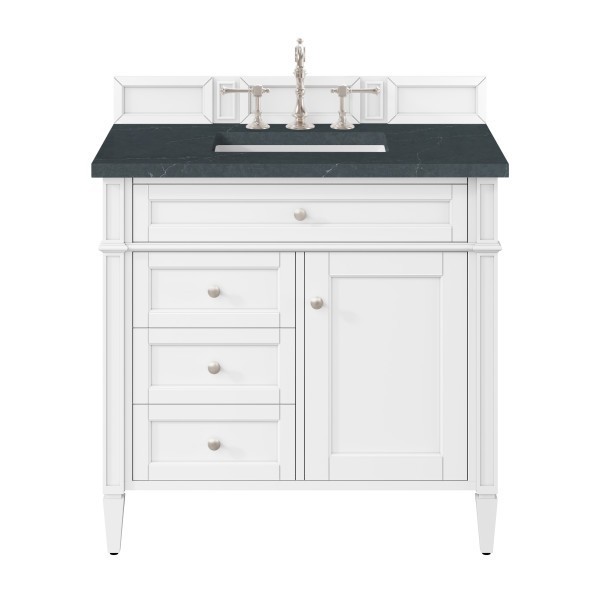36″ James Martin Brittany 655-V36-BW-3CSP Vanity Cabinet Charcoal Soapstone Top