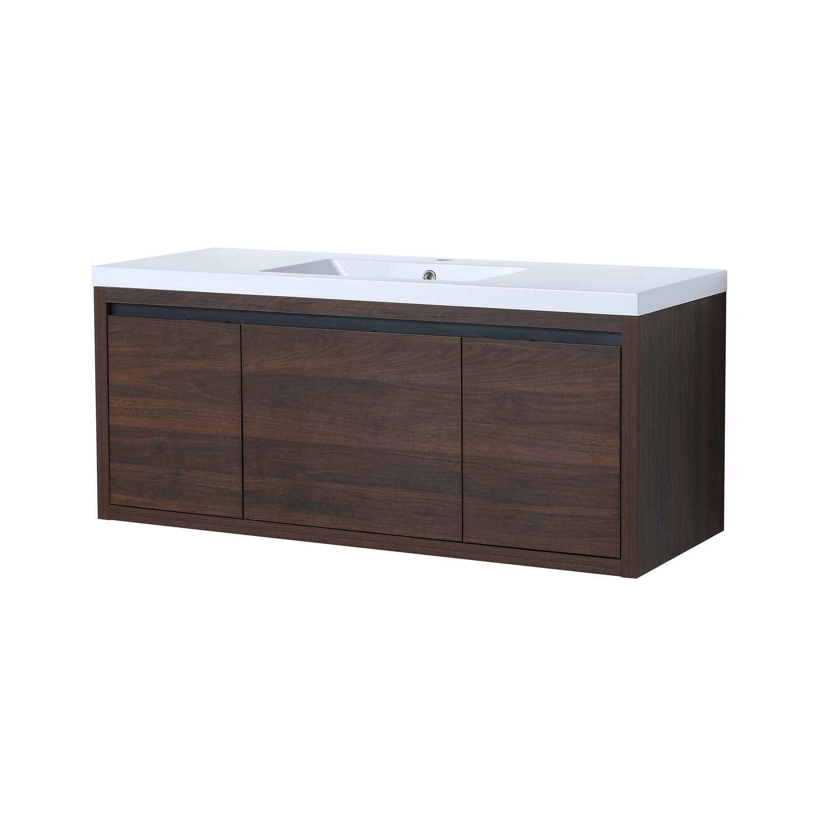 48Inch Floating Wall Mounted Bathroom Vanity Cabinet W/ Sink Doors Drawer Walnut