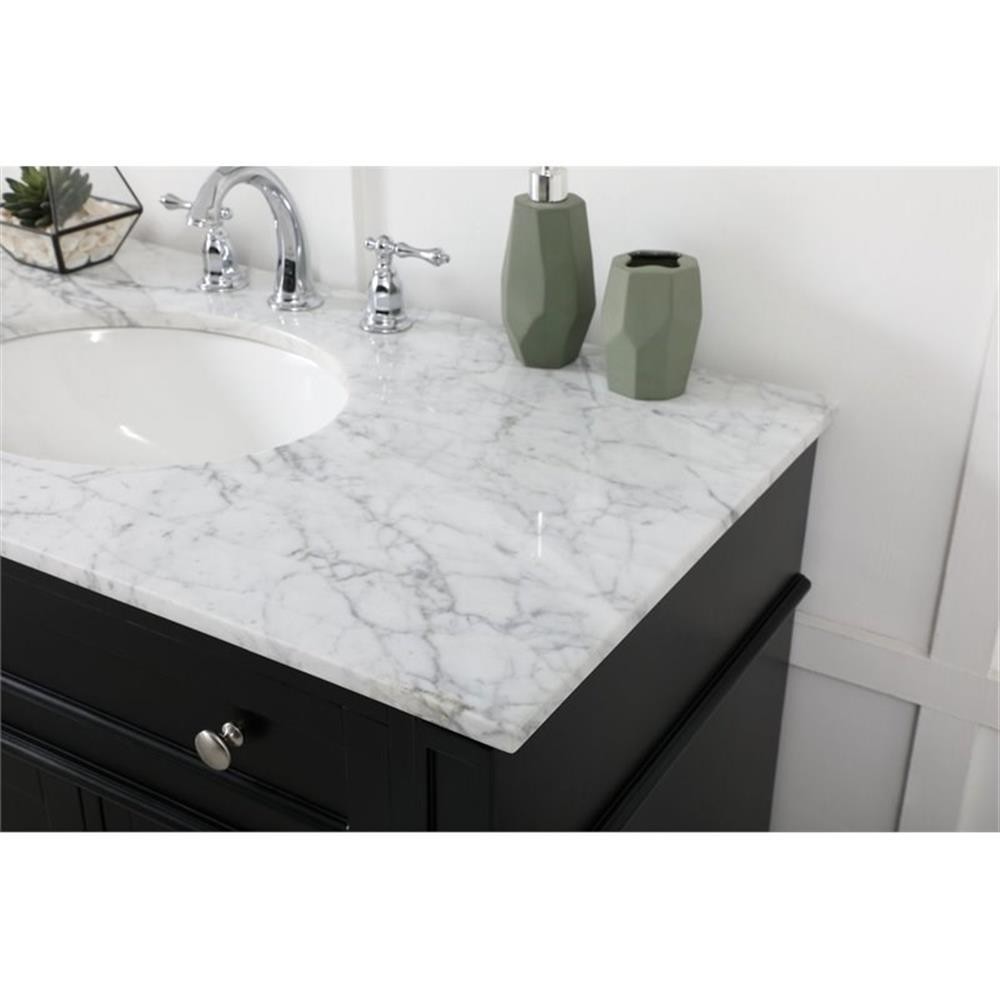 Elegant Decor Park Avenue 42″ Metal MDF Marble Single Bathroom Vanity in Black