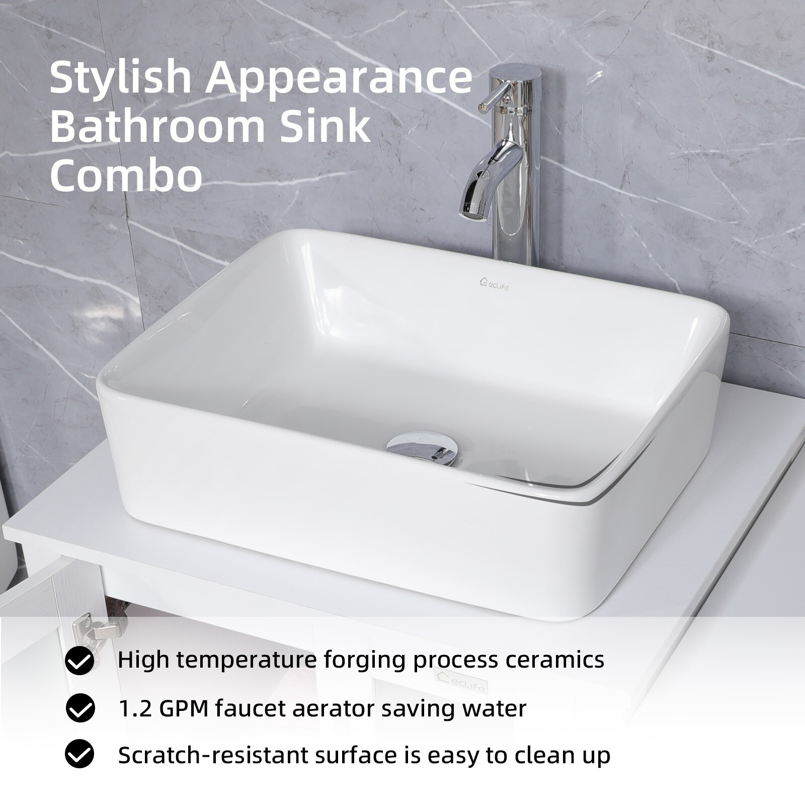 72 inch Bathroom Vanity Set Side Table Ceramic Vessel Sink No Mirror Combo