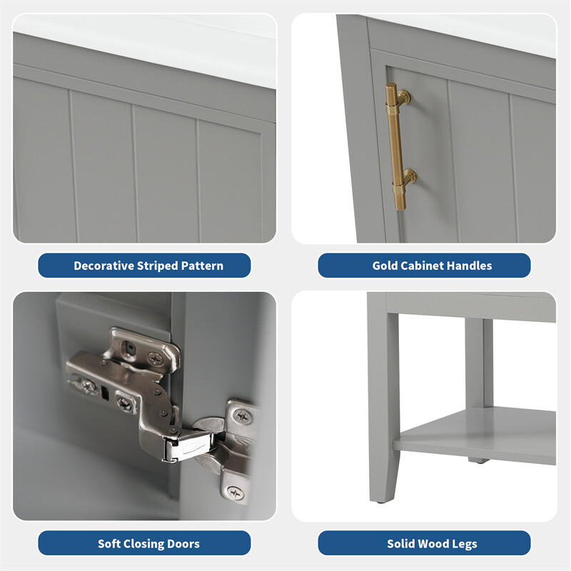20″ Bathroom Vanity with Sink Door Open Shelf Rack Freestanding Storage Cabinet