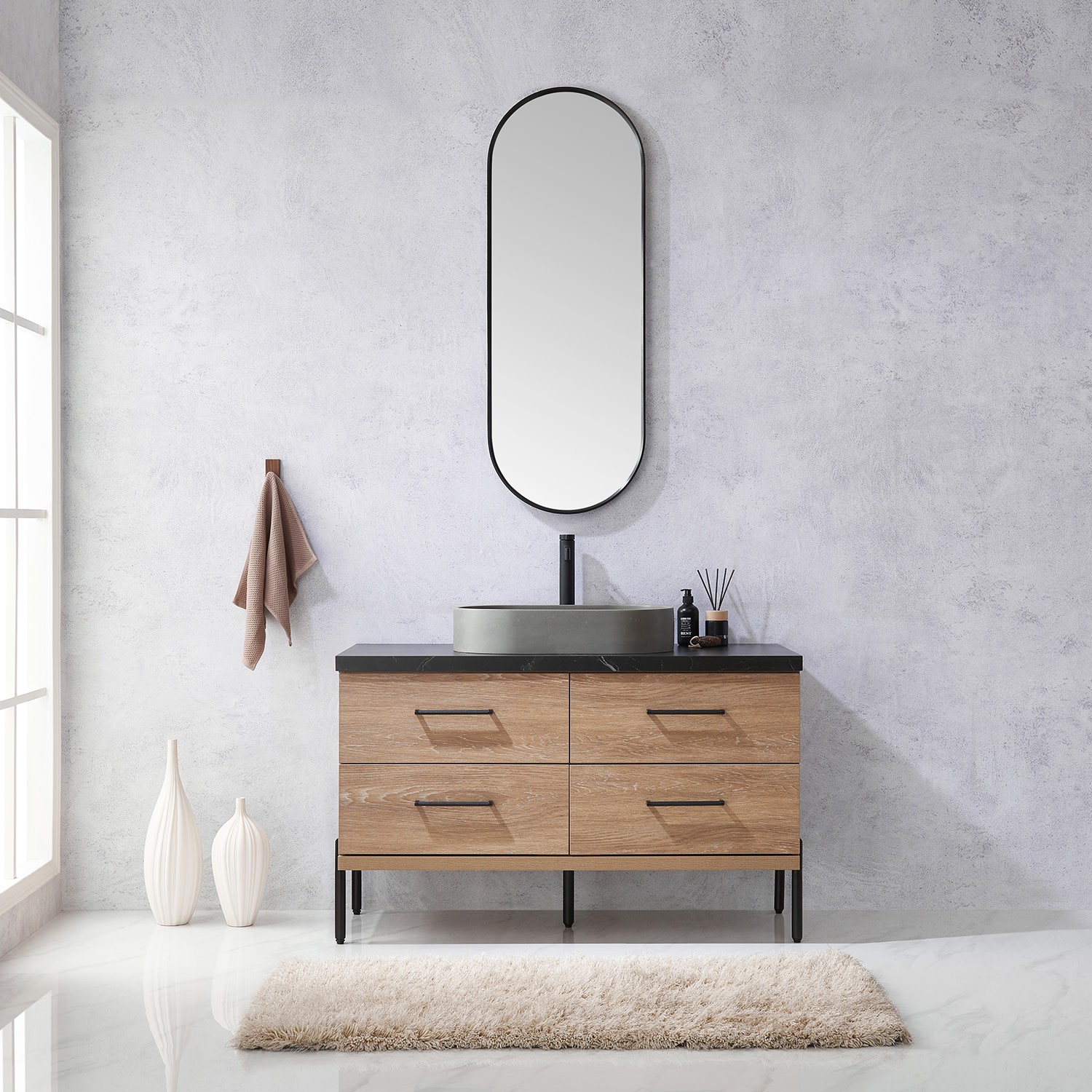 Miseno MV-705148O Trento 48″ – North American Oak / Black