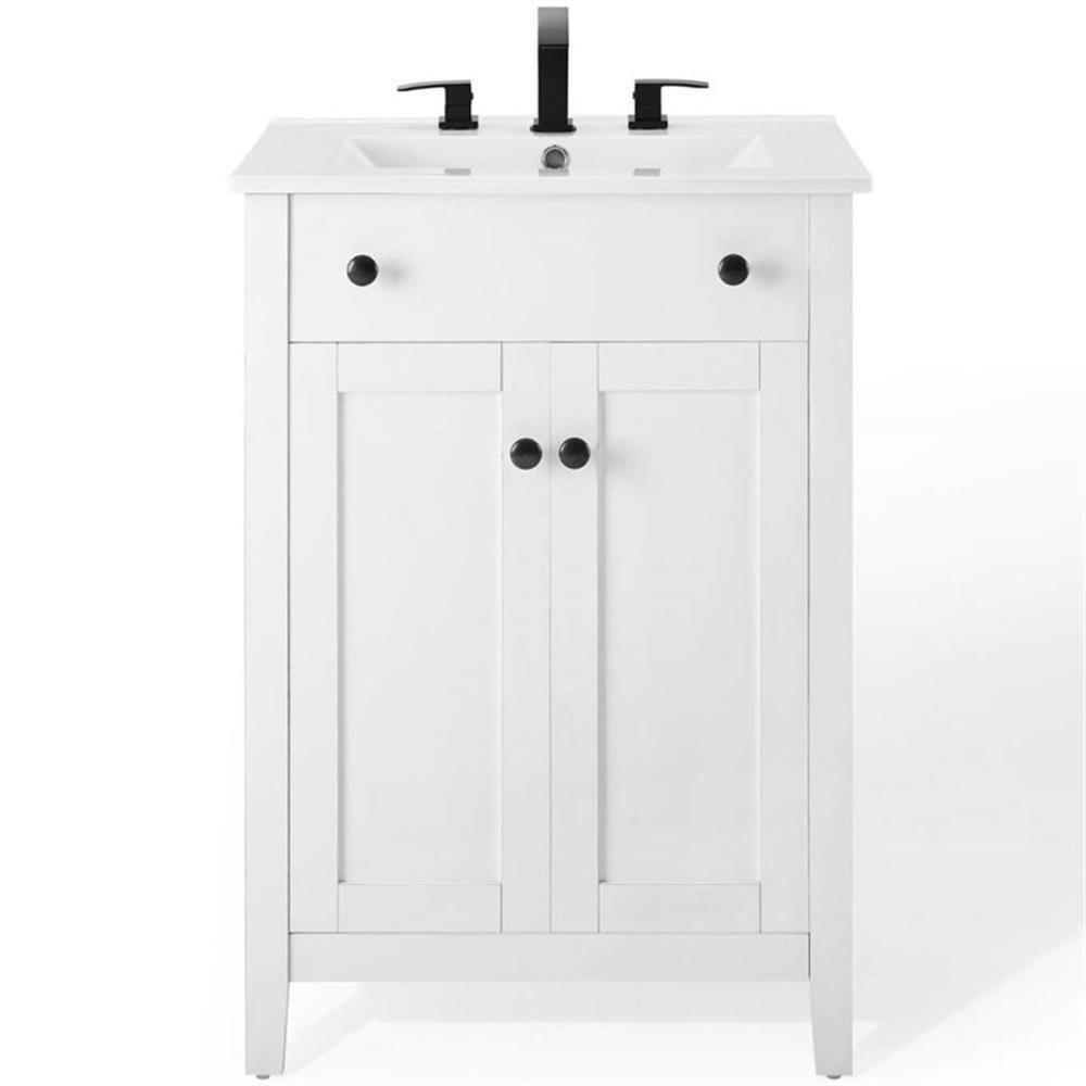 Modway Nantucket 24″ Modern Wooden Bathroom Vanity in White Finish
