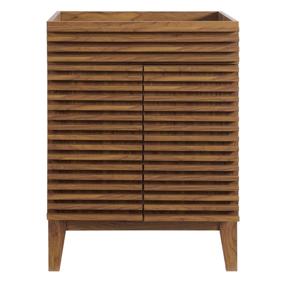 Modway Render Wooden Bathroom Vanity Cabinet in Walnut Finish
