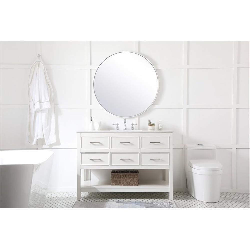 Elegant Decor Sinclaire 48″ Aluminum Alloy & MDF Single Bathroom Vanity in White