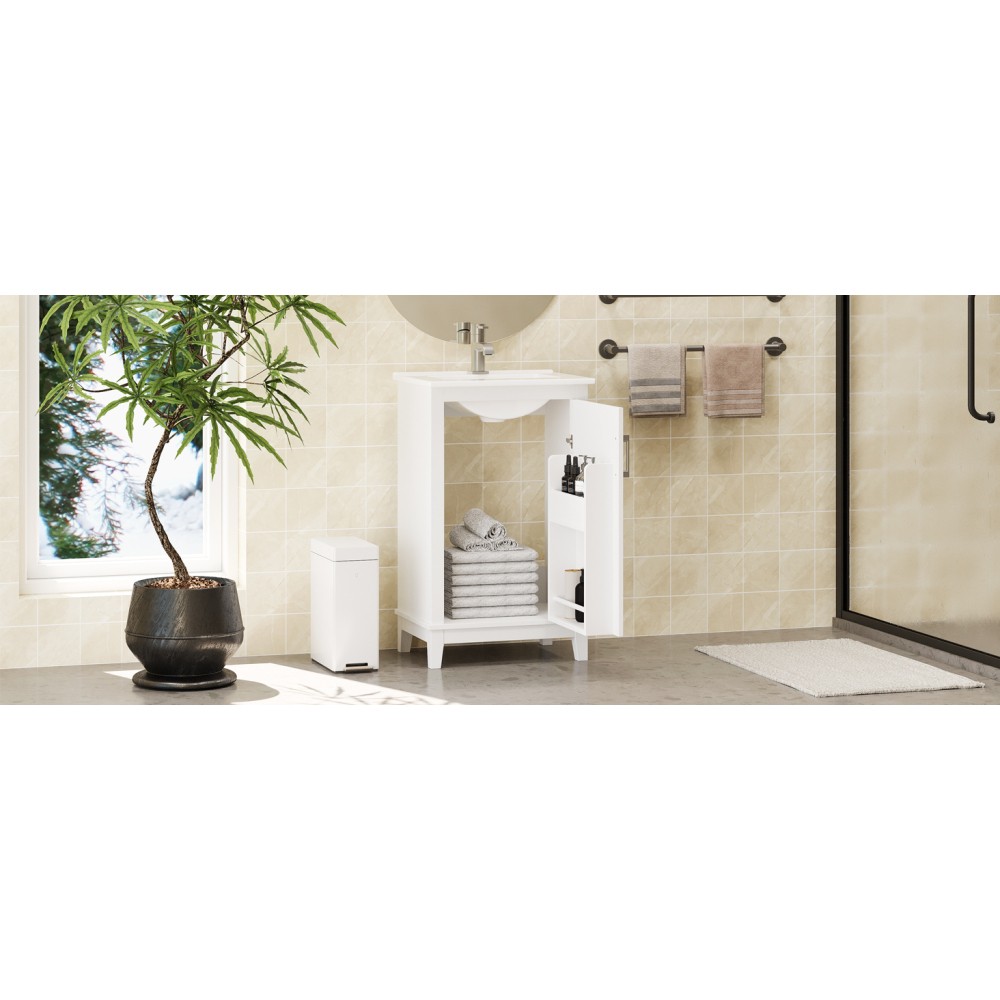 20 Inch Modern Small Bathroom Vanity Cabinet With Ceramic Basin- 20*14.5*33.3 In