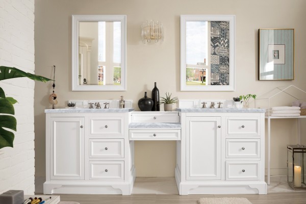 94″ James Martin De Soto 825-V94-BW-DU-CAR Double Vanity Cabinet Carrara Top