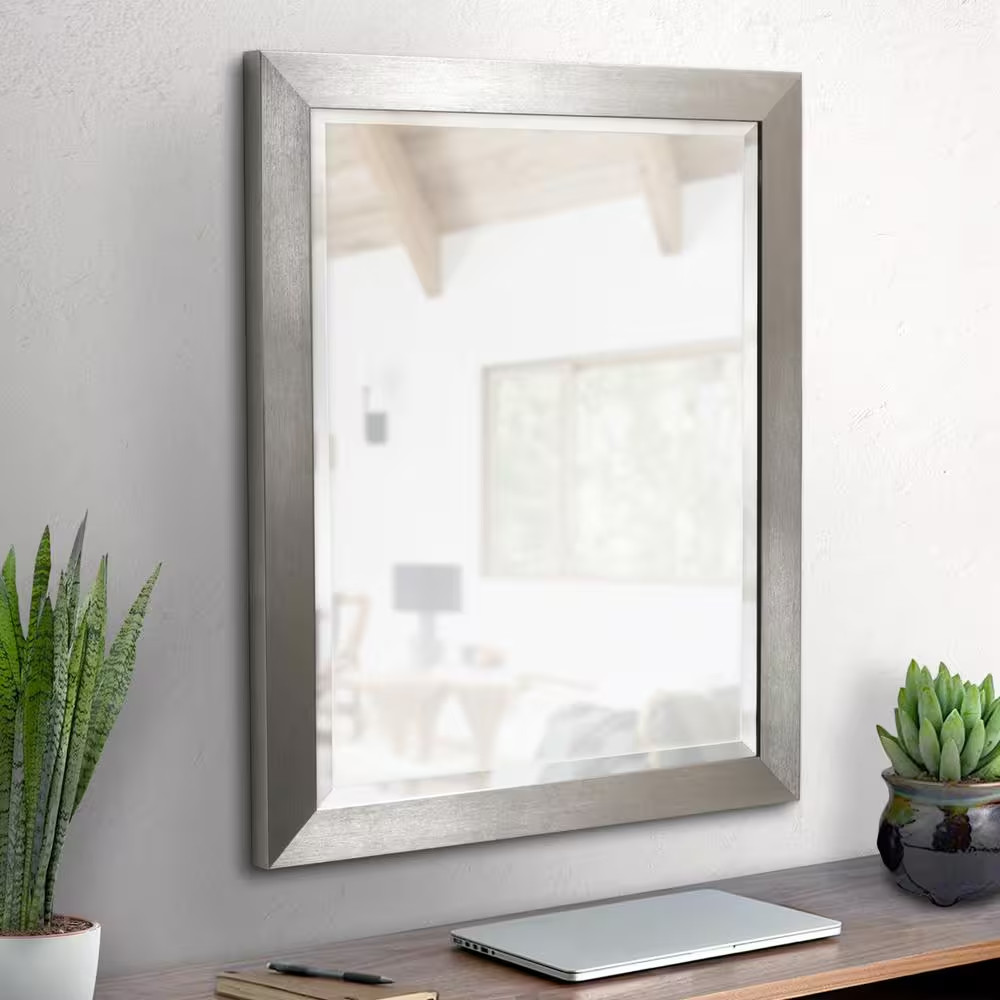 Modern 26 In. W X 32 In. H Framed Rectangular Beveled Edge Bathroom Vanity Mirro