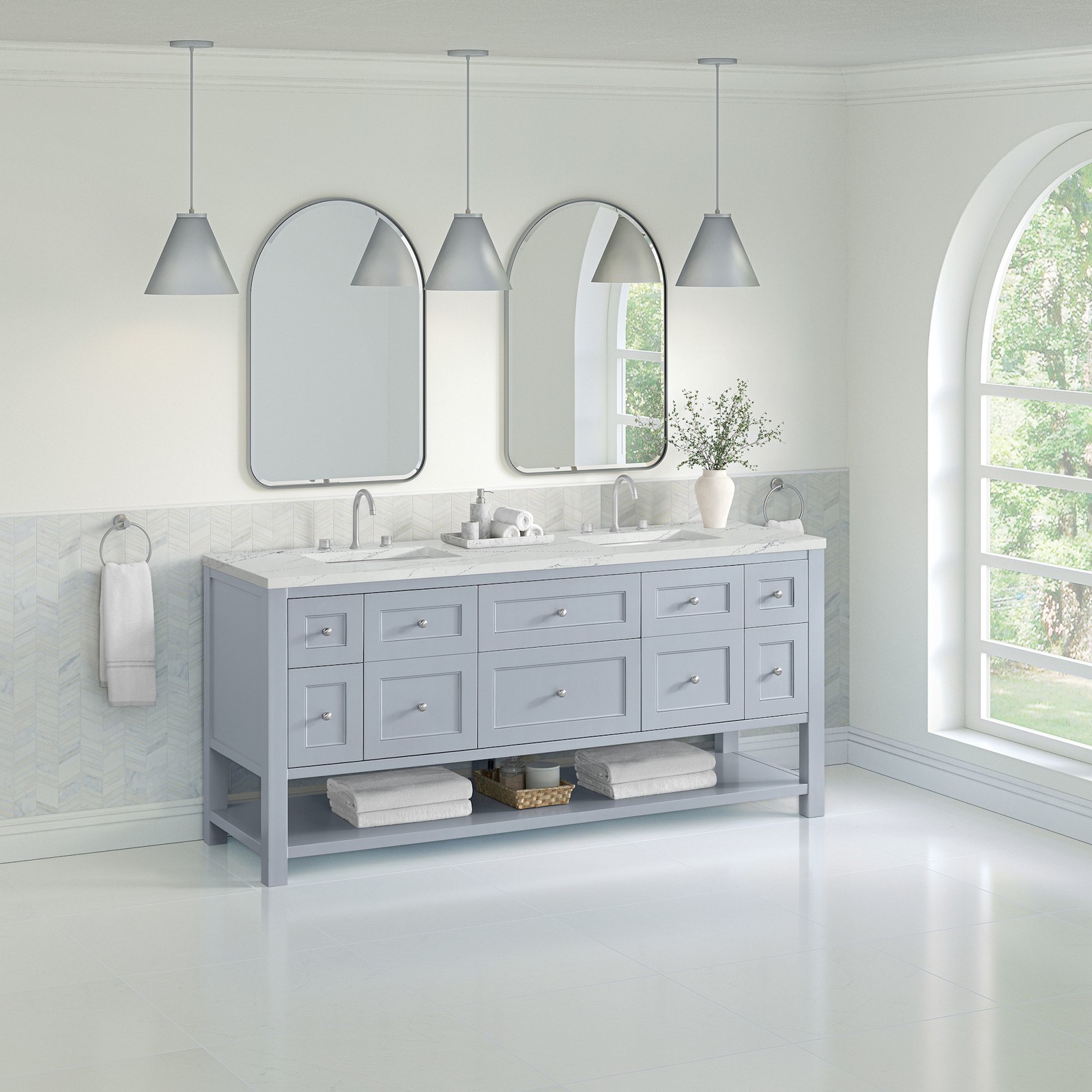 James Martin Vanities 330-V72-FENC Breckenridge 72″ – Whitewashed Oak