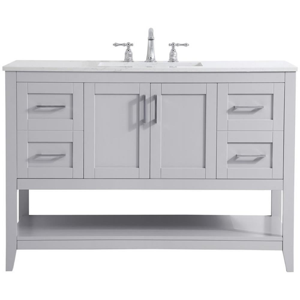 Elegant Decor Aubrey 48″ Single Quartz Top Bathroom Vanity in Gray