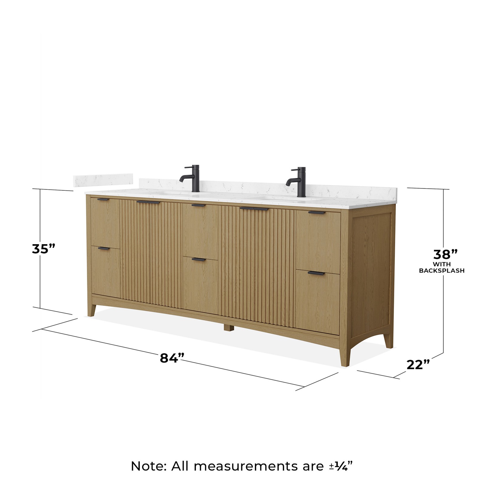 Wyndham Collection WCF9191-84D-VCA-UNSMXX Palmilla 84″ – Natural Oak / Carrara
