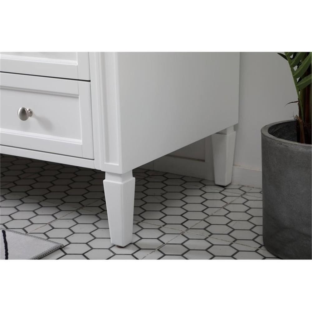 Elegant Decor Park Avenue 60″ Metal MDF Marble Single Bathroom Vanity in White