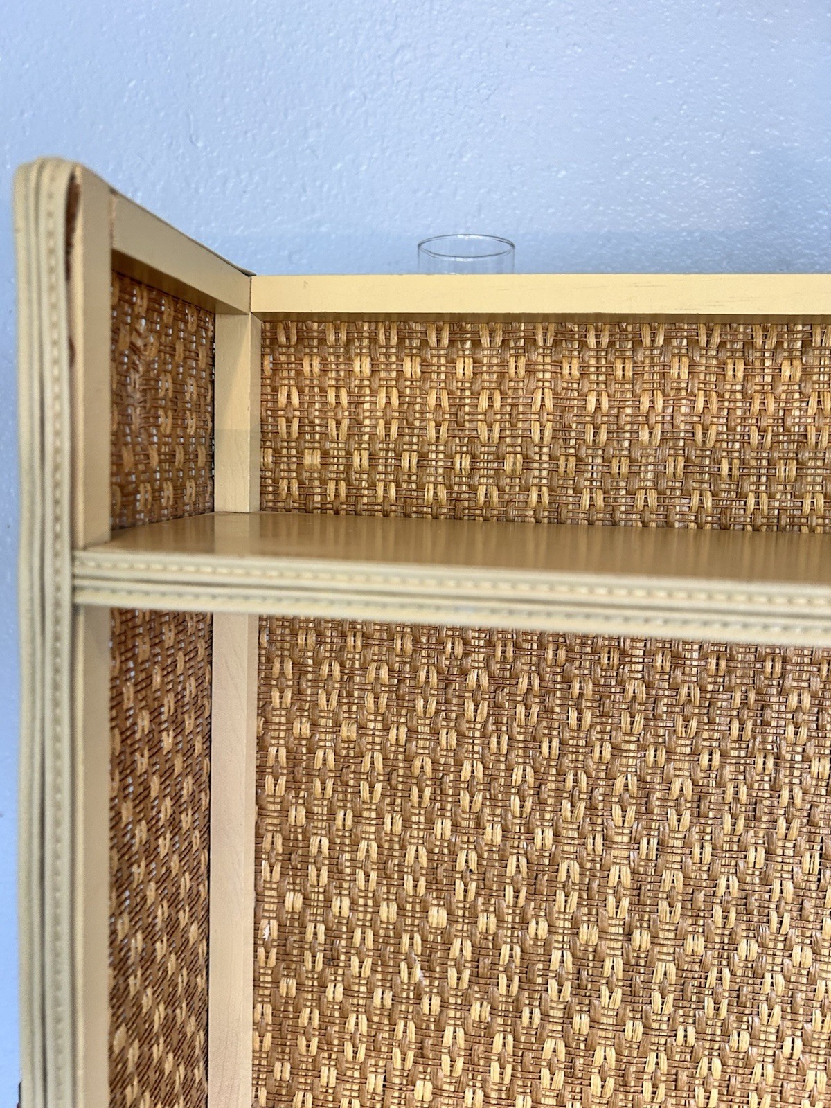 Vintage Mid Century Brown Ratten Vanity Shelf-Tabletop Or Wall