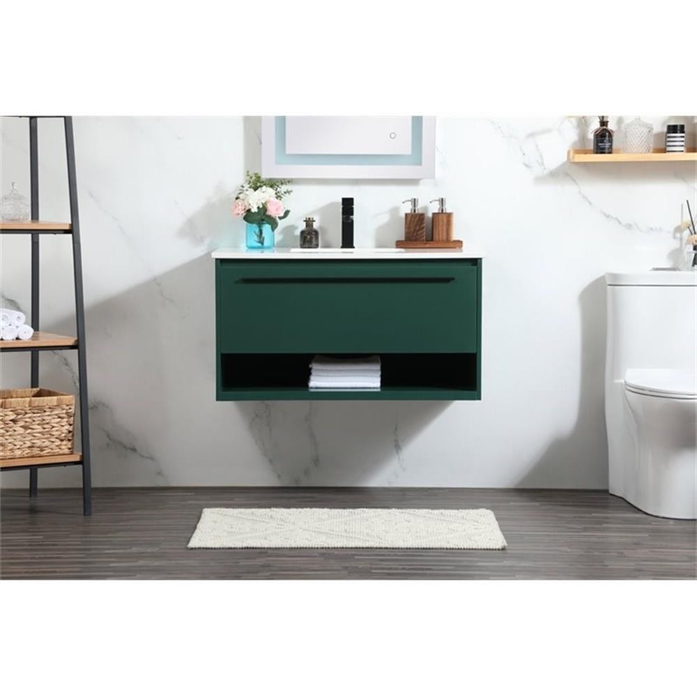 Elegant Decor Roman 36″ Aluminum Alloy MDF Single Bathroom Vanity in Green