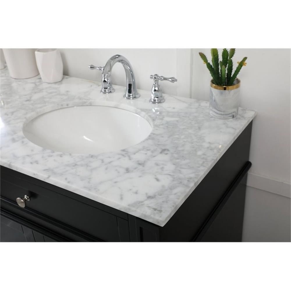 Elegant Decor Park Avenue 72″ Metal MDF Marble Double Bathroom Vanity in Black