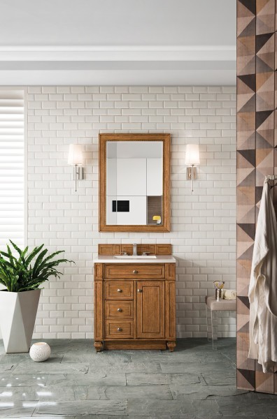 30″ James Martin Bristol 157-V30-SBR-3WZ Vanity Cabinet White Zeus Silestone Top