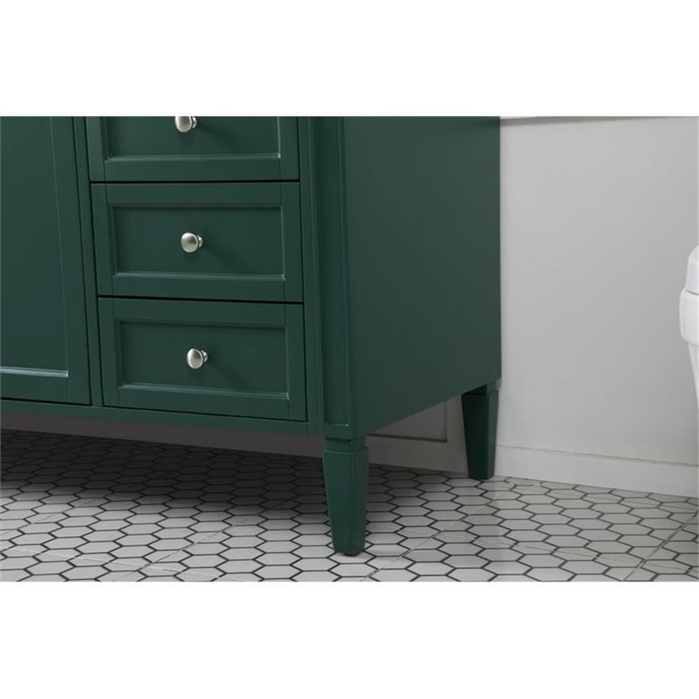 Elegant Decor Park Avenue 60″ Metal MDF Marble Single Bathroom Vanity in Green