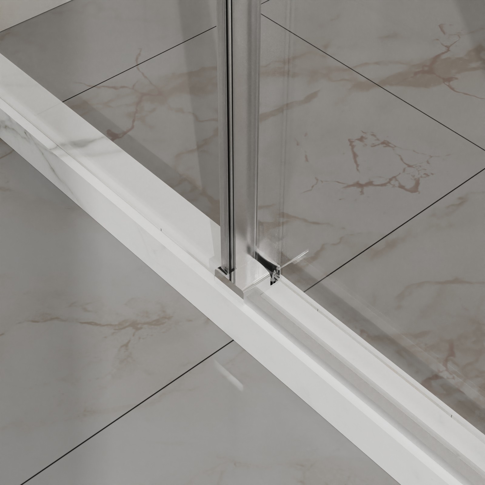 Frameless Shower Door, 48″ W x 72″ H Sleek Silent Sliding Glass Door Chrome