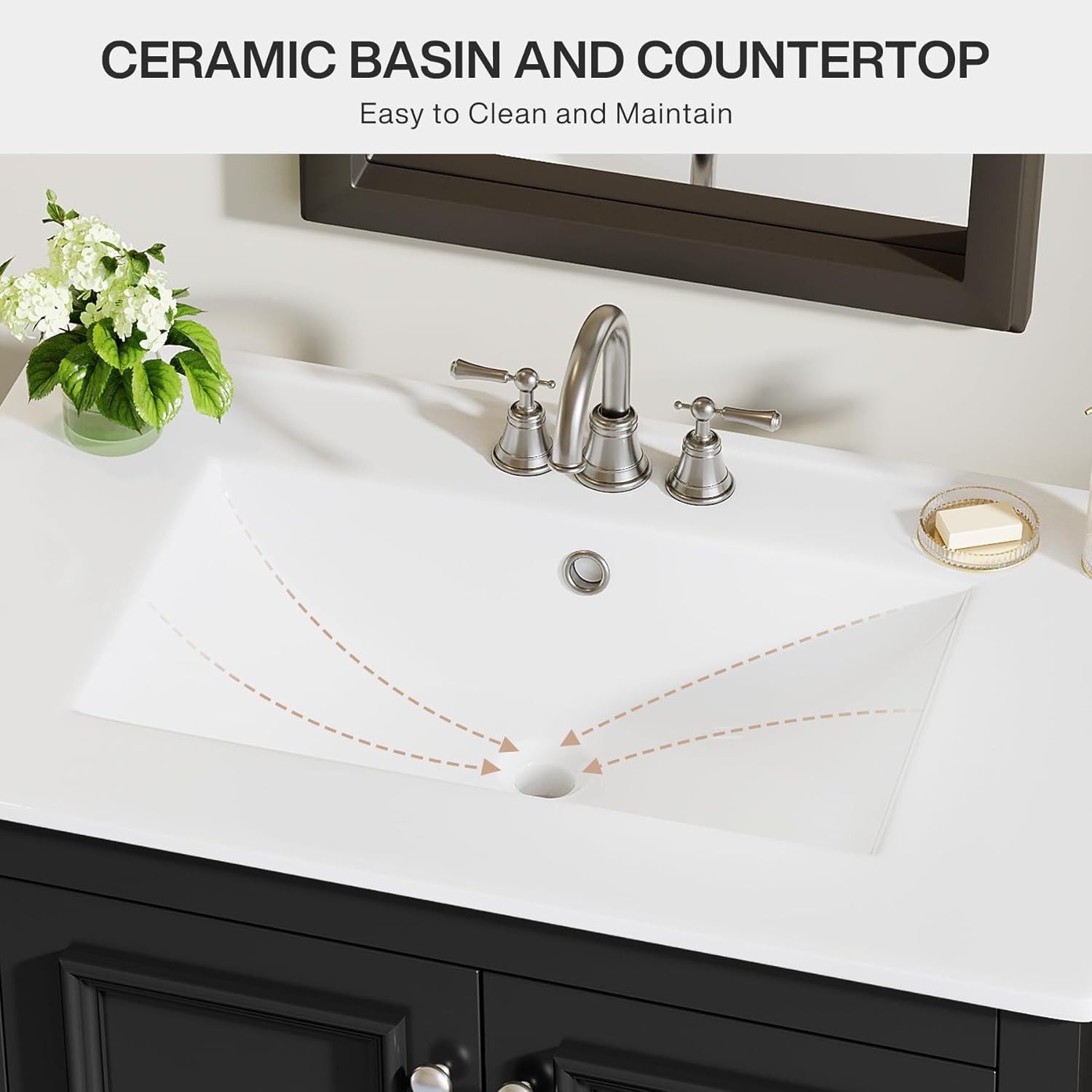 30″Modern Bathroom Vanity w/Sink Wooden Bathroom Cabinet with 2 Doors &1 Drawer