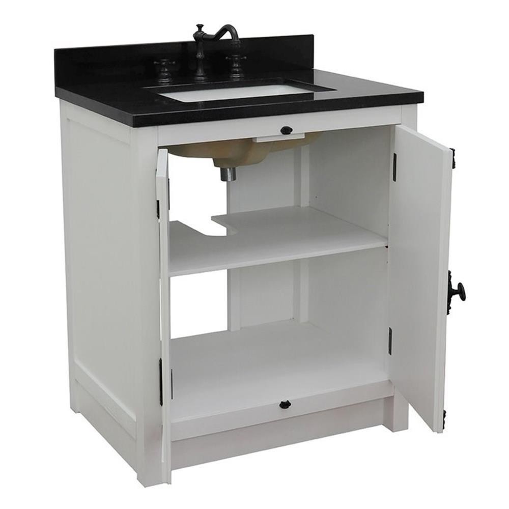 Plantation 31″ Solid Wood Rectangle Sink Vanity in Glacier Ash/Black Galaxy