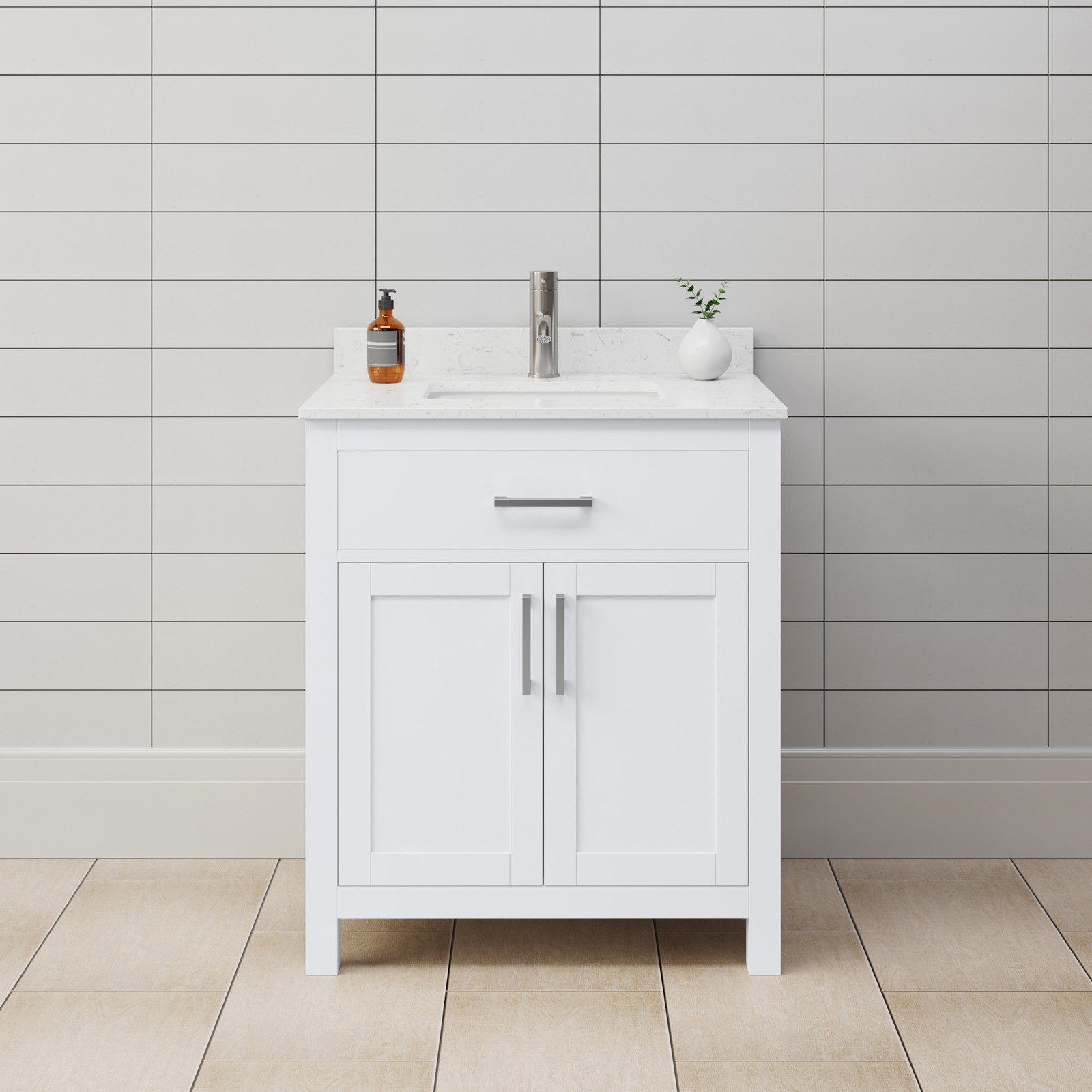 Wyndham Collection WCG242430S-UNSMXX Beckett 30″ – White / Carrara Cultured