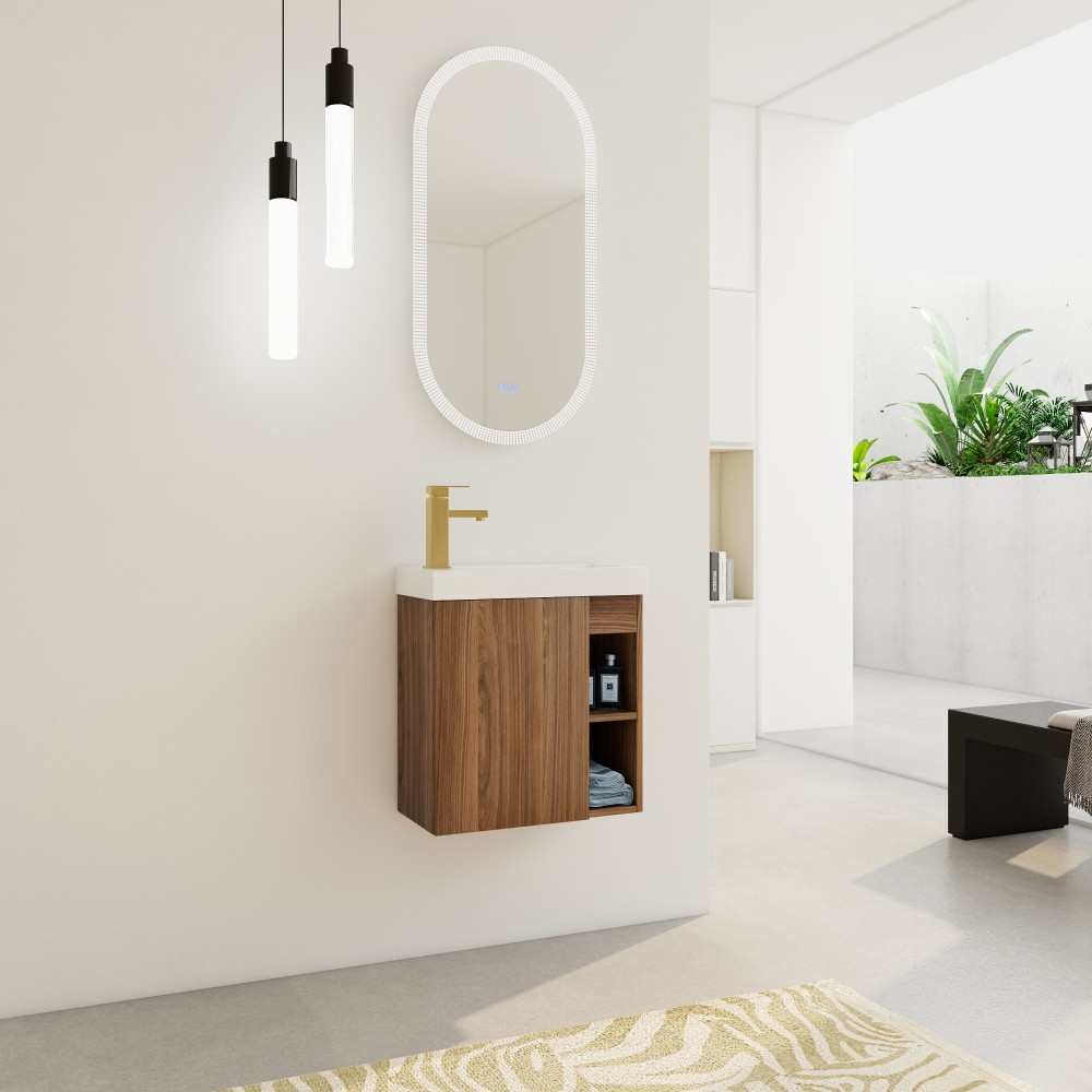 Floating Wall Mounted Bathroom Vanity W Resin Sink Soft Close Cabinet Door
