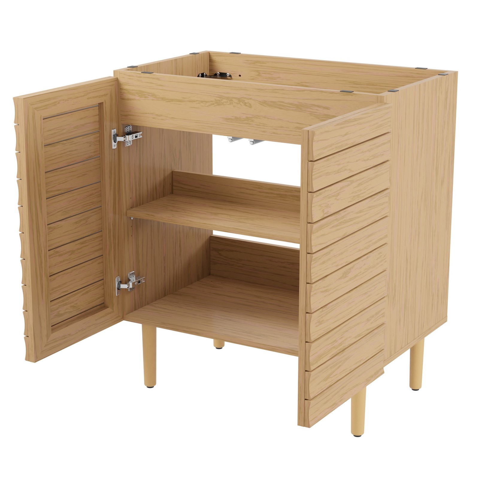 Aubert 30 in. W x 18 in. D x 33 in. H Thick Linear Slat Modern Farmhouse 2-Shelf