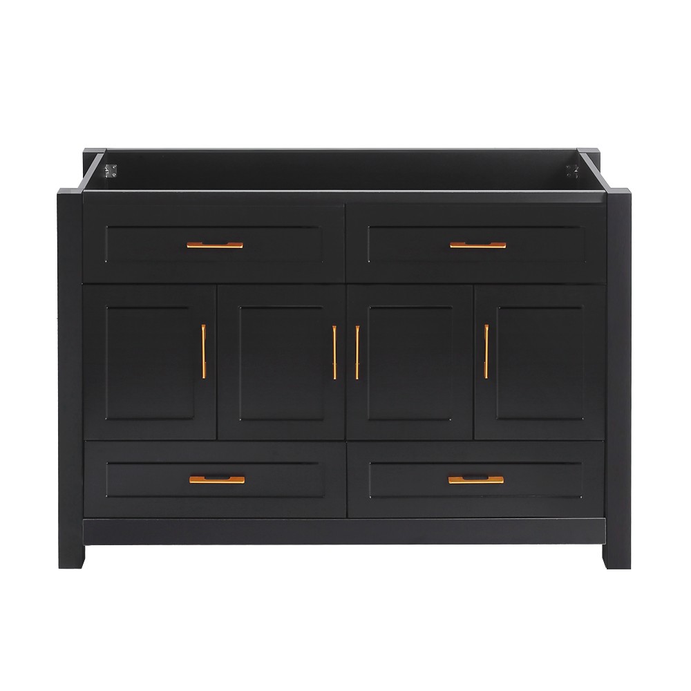 48″ Black Bathroom Vanity with 4 Soft Close Doors & 4 Drawers