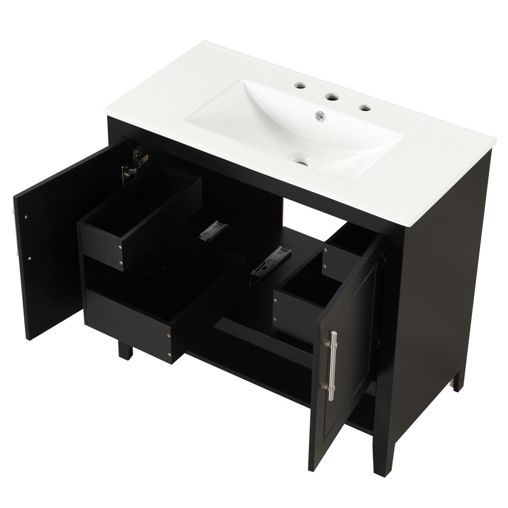36 Inch Bathroom Vanity with Ceramic Sink Freestanding Bathroom Storage Cabinet