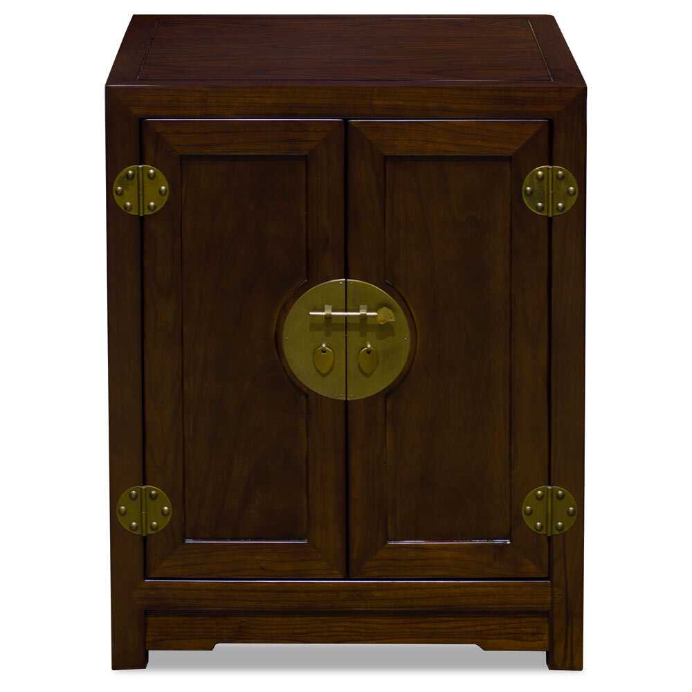 US Seller – Dark Espresso Elmwood Small Chinese Ming Vanity Cabinet