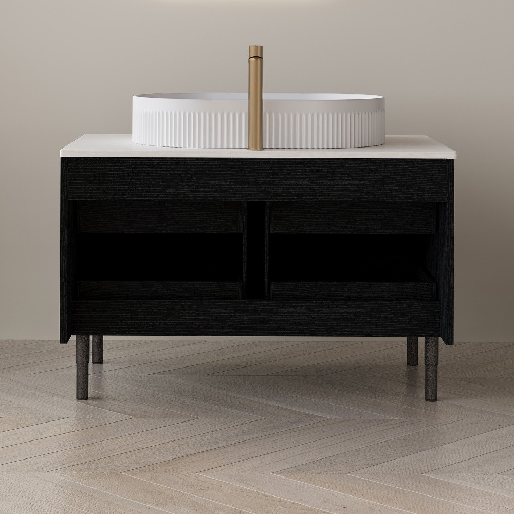 36″ Floating Bathroom Vanity with Ceramic Sink & Soft-Close Drawers