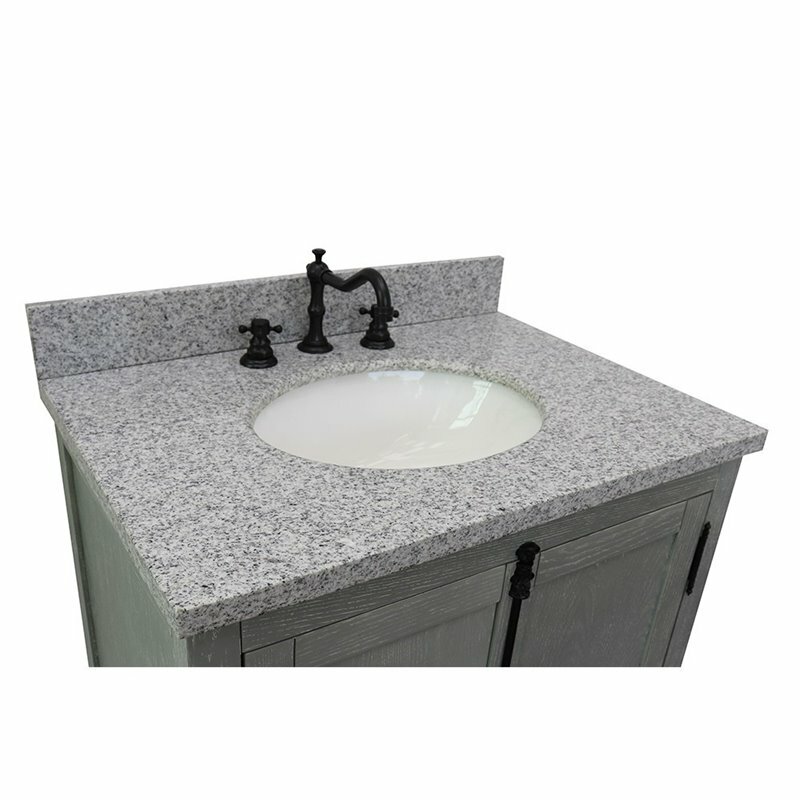 Plantation Modern Single Oval Sink Solid Wood Vanity in Gray Ash