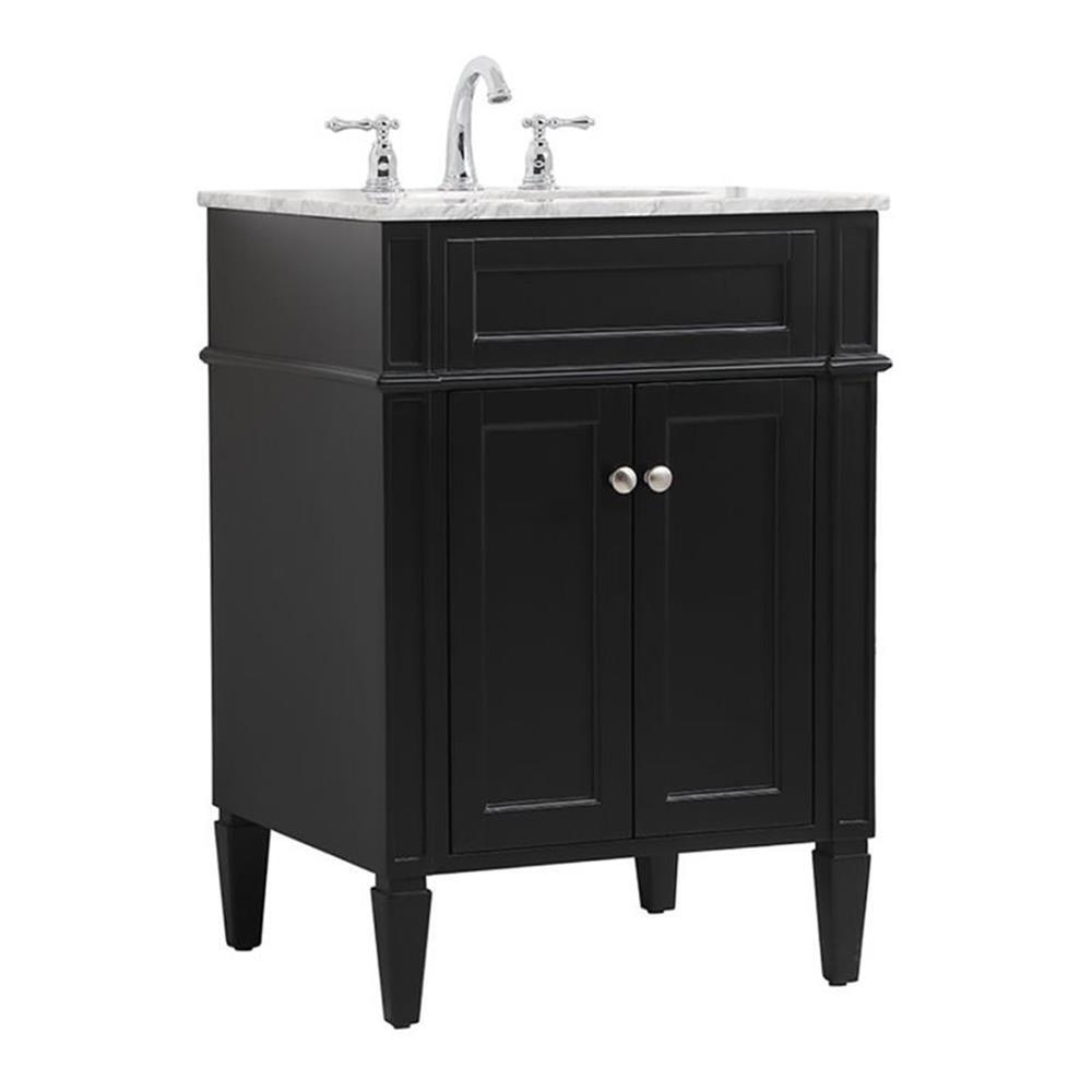 Elegant Decor Park Avenue 24″ Solid Wood & Metal Single Bathroom Vanity in Black