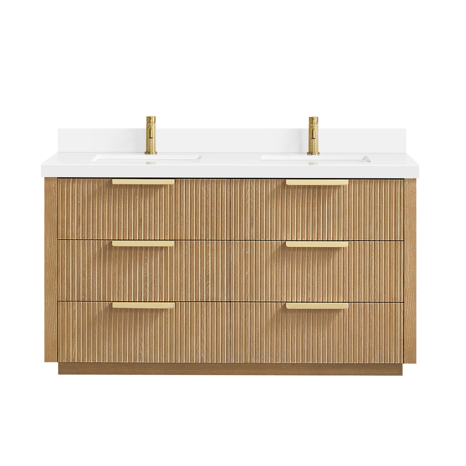 Santarem 60″ Double Bath Vanity in Washed Ash Grey with White Quartz Stone Top