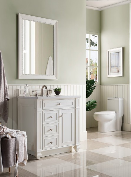 30″ James Martin Bristol 157-V30-BW-3WZ Vanity Cabinet White Zeus Silestone Top