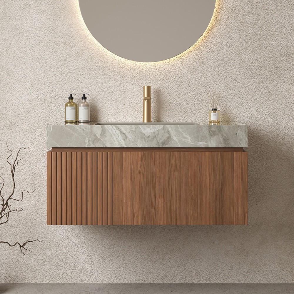 36″ Wall Mounted Bathroom Vanity w/Sink, Drawer, Floating Vanity Door Cabinet
