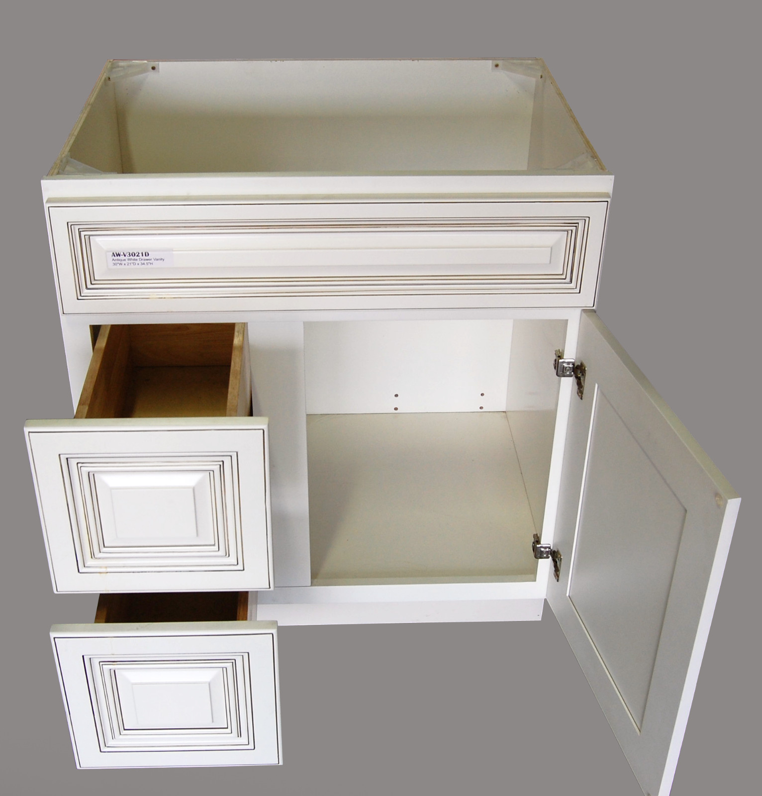 New Antique White Single-sink Bathroom Vanity Base Cabinet 30″ Wide x 21″ Deep