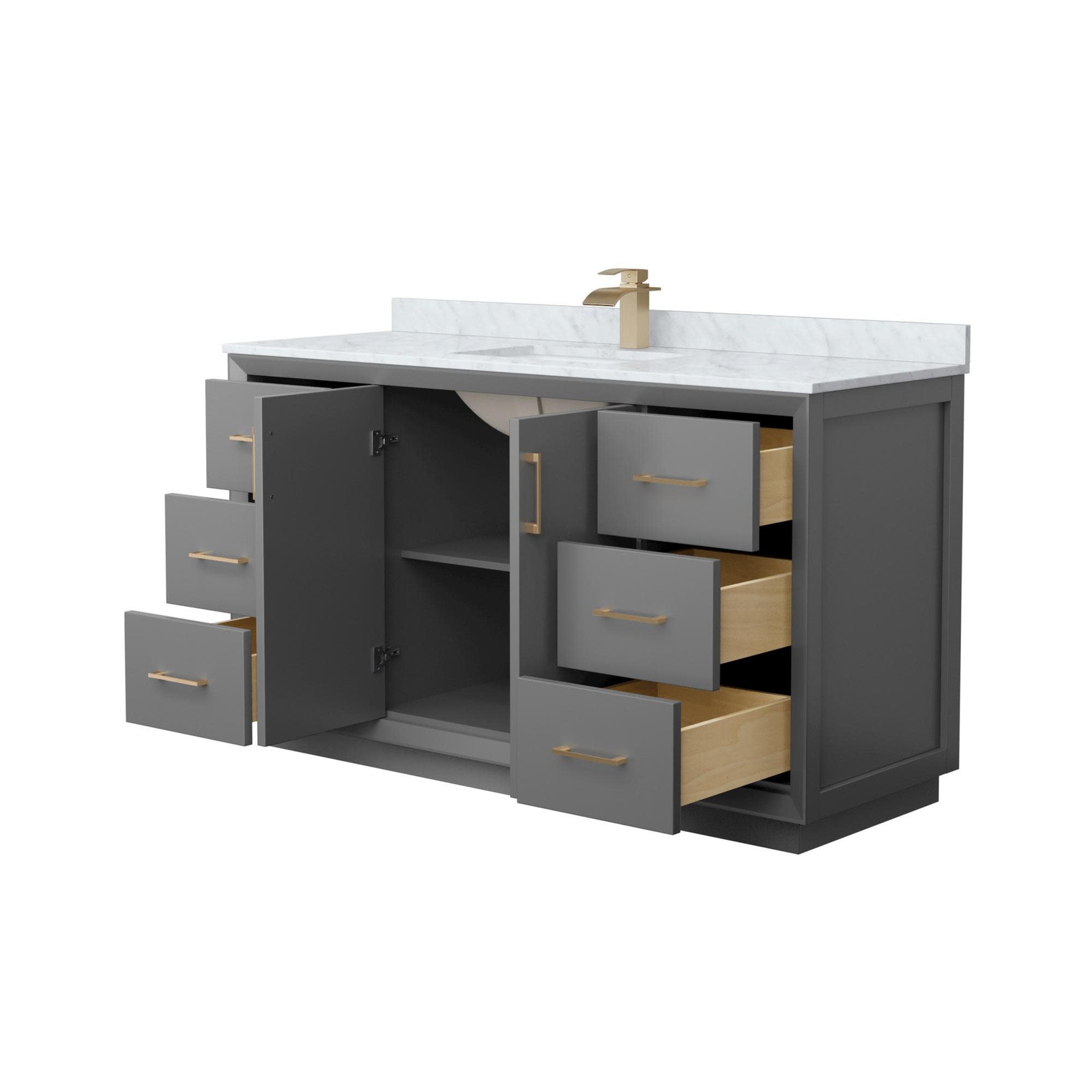 Wyndham Collection WCF414160S-NAT-UNSMXX Strada 60″ – Dark Gray / Matte Black